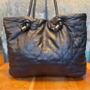 Lisa Conte Black Lambskin Quilted Hobo Bag Y2K
